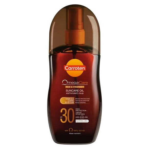 Слънцезащитно олио Carroten Omega Care за тен и защита, SPF30, 125мл
