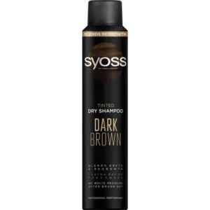 Сух оцветен шампоан Syoss Tinted Dry Shampoo, за тъмно кестенява коса, 200 мл