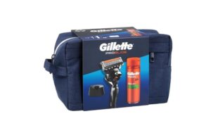 Мъжки комплект gilletteproglide Самобръсначка с поставка + Гел за бръснене+ Козметична чанта