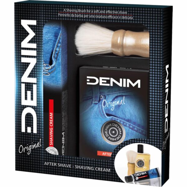 Мъжки комплект Denim Original -Четка с крем за бръснене 100 мл, афтершейв 100 мл