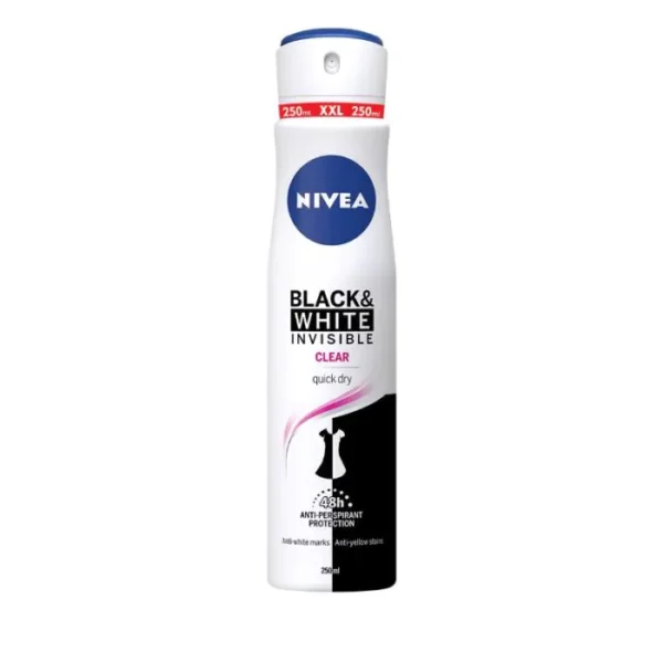 Nivea Black & White Invisible Clear Дезодорант спрей против изпотяване за жени 250 мл