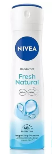 Дамски дезодорант спрей NIVEA FRESH NATURAL, против изпотяване, 150 мл