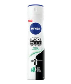 Дамски дезодорант спрей Nivea Black & White Invisible Fresh, против изпотяване, 150 мл