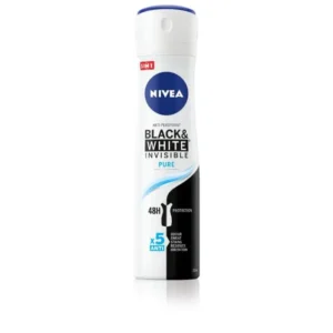 Дамски дезодорант спрей Nivea Black & White Invisible Pure, против изпотяване, 150 мл