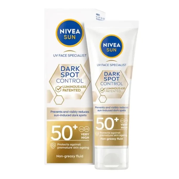 Слънцезащитен крем за лице nivea sun dark spot spf50+, против пигментация, 50 мл