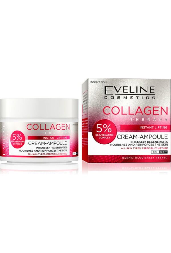 ДНЕВЕН И НОЩЕН КРЕМ АМПУЛА ЗА ЛИЦЕ EVELINE COSMETICS COLLAGEN, 50МЛ