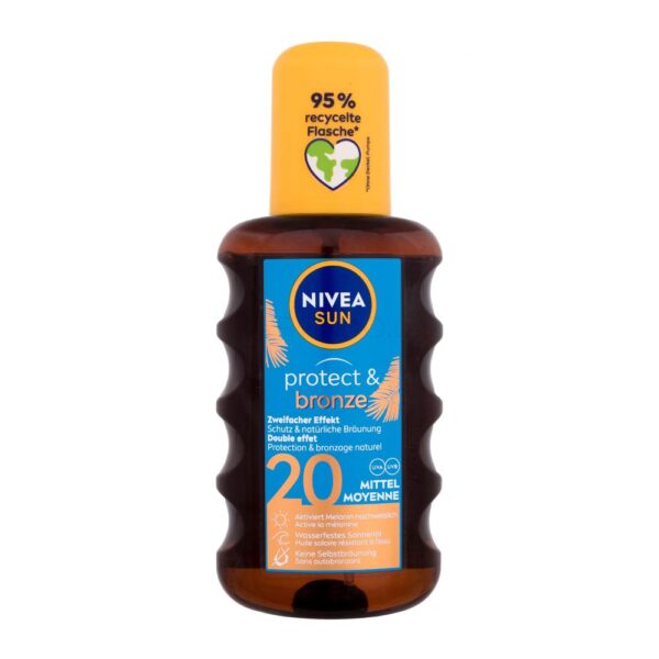 Слънцезащитно олио за тяло NIVEA SUN PROTECT & BRONZE, SPF20, 200 мл