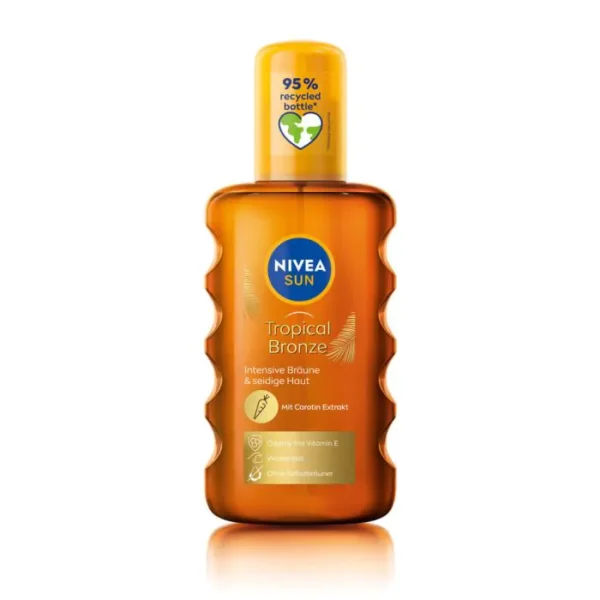 Слънцезащитно олио за тяло NIVEA SUN TROPICAL BRONZE, SPF 0, с каротин, 200 мл