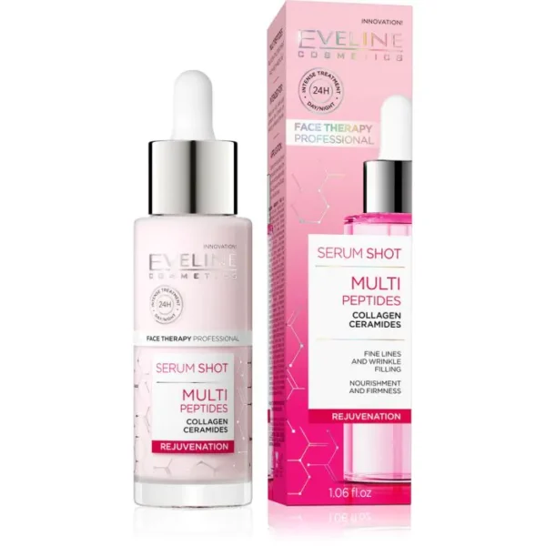 Серум с мултипептиди Eveline Serum Shot, за лице, шия и деколте, 30 мл