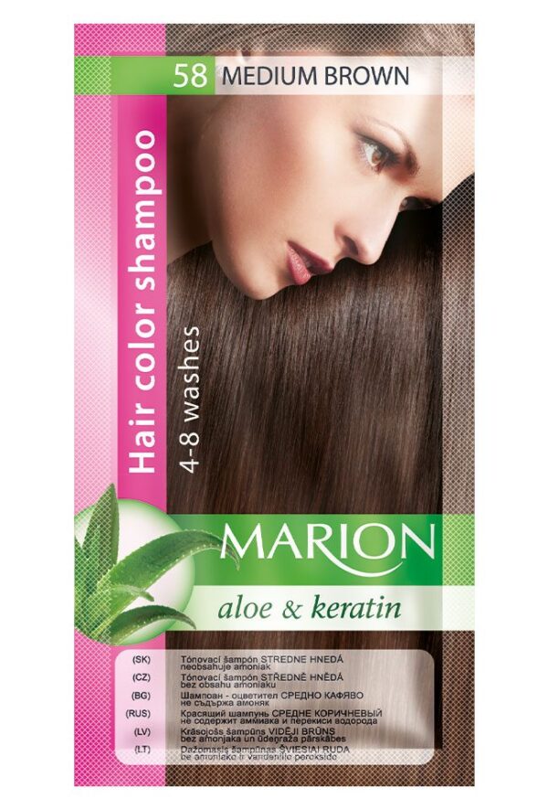 Оцветяващ шампоан MARION Color Shampoo, с алое вера и кератин, 40 мл