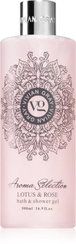 Хидратиращ душ гел за тяло и вана Vivian Gray Aroma Selection Lotus & Rose, с аромат на лотос и роза, 500 мл