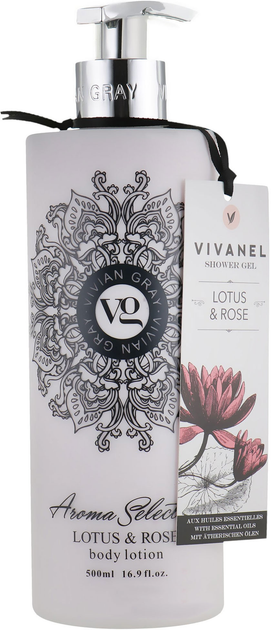 Хидратиращ лосион за тяло Vivian Gray Aroma Selection Lotus & Rose, с аромат на лотос и роза, 500 мл