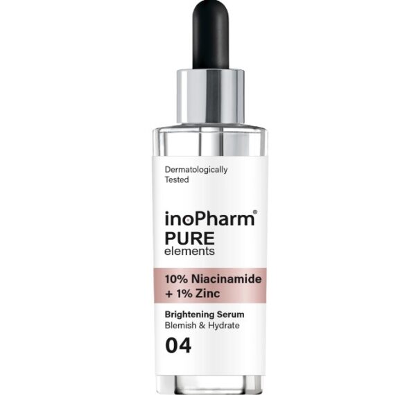 Серум за лице INOPHARM PURE ELEMENTS, срещу несъвършенства, с ниацинамид и цинк, 30 мл