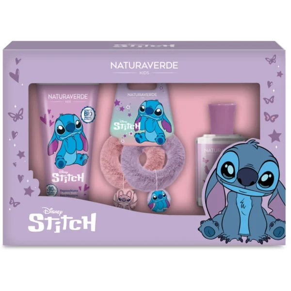 Комплект за момичета Naturaverde Kids STITCH SET BOX -Тоалетна вода, душ пяна и аксесоар за коса, 30 + 100 мл