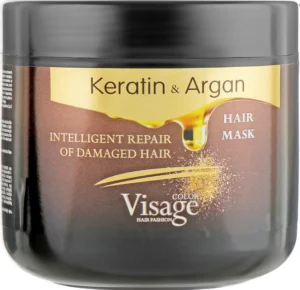 Маска за коса с кератин и арганово масло Visage Keratin & Argan Mask, за изтощена коса, 500мл