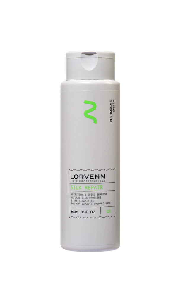 Шампоан за подхранване и блясък с копринени протеини LORVENN NUTRITION & SHINE SHAMPOO, за боядисана коса, 300 мл