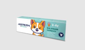 Детска паста за зъби с аромат на сладолед Astera Kids /за 2-6 години/ без захар и флуор, 65 мл