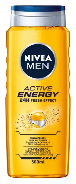 Душ гел 3в1 с кофеин Active Energy от NIVEA MEN, 500 мл