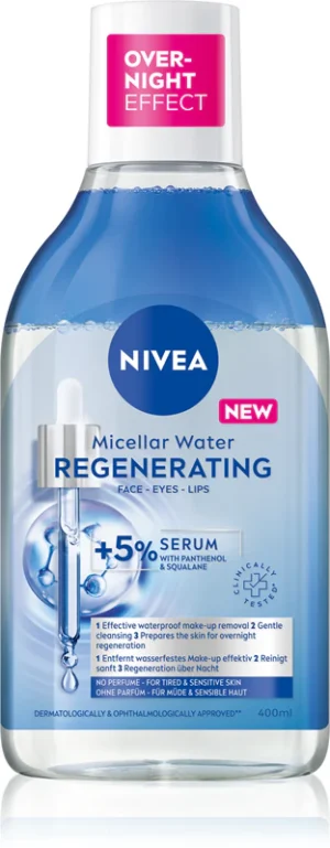 Почистваща мицеларна вода NIVEA Micellar Regenerating -почиства, регенерира и подхранва кожата, 400 мл