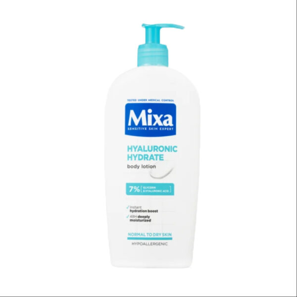 Интензивно хидратиращ лосион за тяло Mixa Hyaluronic Hydrate, за чувствителна кожа, 400 мл