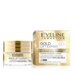 АНТИ-ЕЙДЖ крем- серум EVELINE Gold Lift Expert 60+, с 24К злато, 50 мл