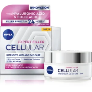 Дневен анти-ейдж крем Nivea NIVEA Cellular Expert Filler SPF 15, с хиалурон, 50 мл