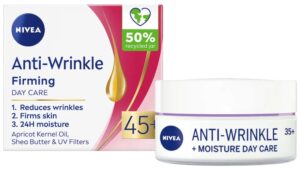 Дневен крем срещу бръчки Nivea Anti Wrinkle 45+, с масло от ший, 50 мл