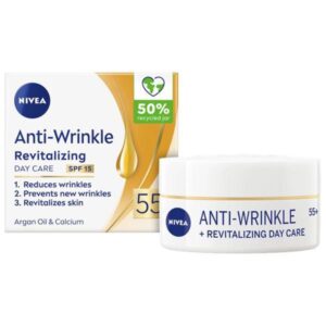 Дневен крем срещу бръчки Nivea Anti Wrinkle 55+, с арганово масло, 50 мл