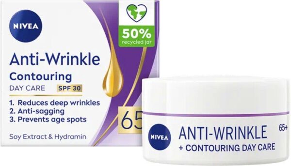 Дневен крем срещу бръчки Nivea Anti Wrinkle 65+, с екстракт от соя, 50 мл