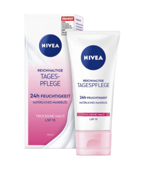 Дневен крем за лице с натурално бадемово масло Nivea Reichhaltige Tagespflege SPF15, 50 мл