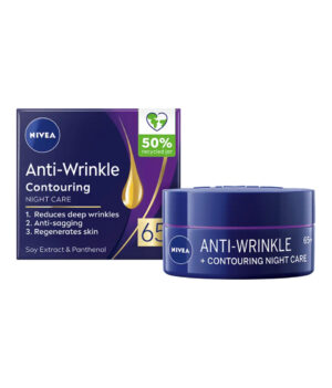 Контуриращ нощен крем против бръчки Nivea Anti Wrinkle 65+, с екстракт от соя, 50 мл