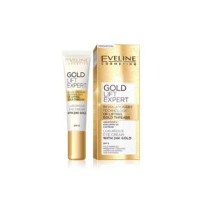Околоочен крем против бръчки EVELINE Gold Lift Expert Eye SPF 8, с 24К злато, 15 мл