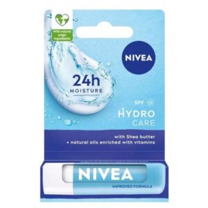 Подхранващ балсам за устни SPF 15 Nivea Hydro Care, с масло от ший и алое вера, 4,8 гр