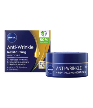 Регенериращ нощен крем против бръчки Nivea Anti Wrinkle 55+, с масло от авокадо, 50 мл
