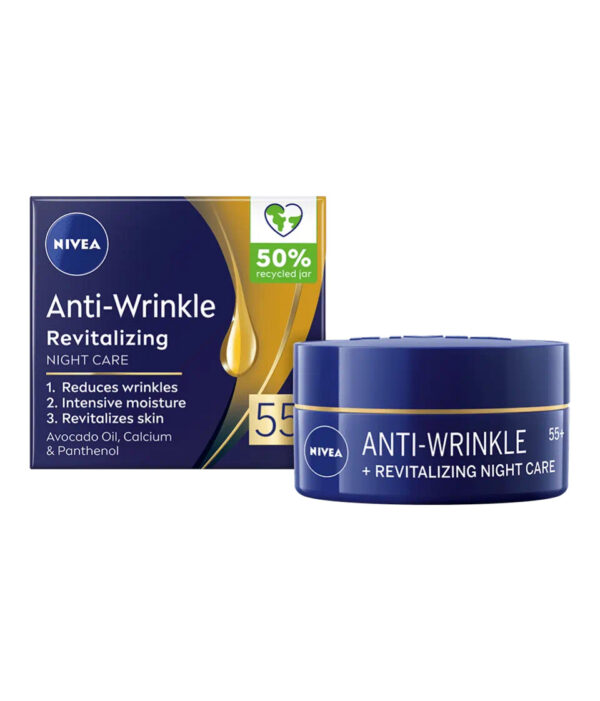 Регенериращ нощен крем против бръчки Nivea Anti Wrinkle 55+, с масло от авокадо, 50 мл