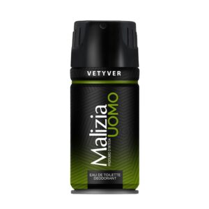 Malizia Uomo Vetyver – мъжки дезодорант спрей със свеж и дървесен аромат, 150 мл