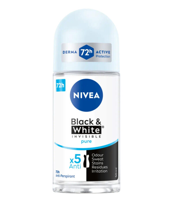 Дамски дезодорант рол-он NIVEA Black & White Invisible Pure, 50 мл