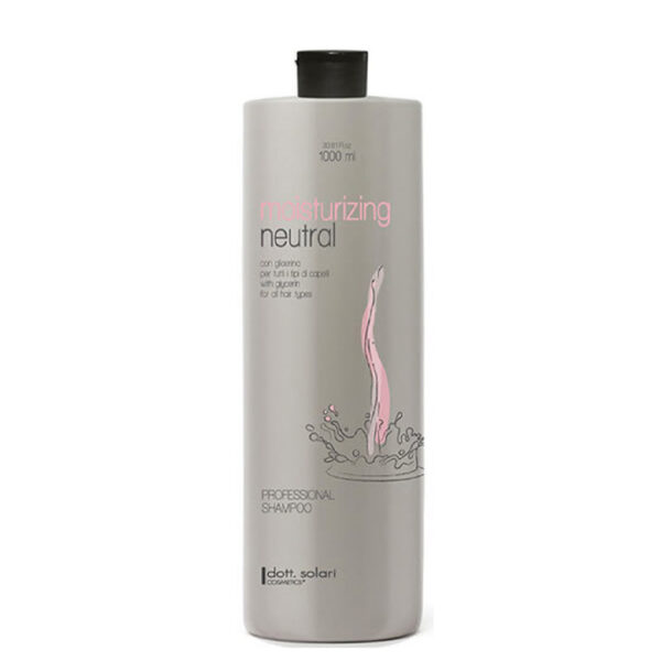 Dott. Solari Moisturizing Neutral – хидратиращ шампоан с глицерин и балансирано pH за всеки тип коса, 1000 мл