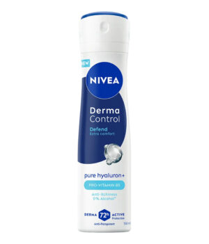 Nivea Derma Control Defend – дамски дезодорант спрей с хиалурон и 72 ч. защита от изпотяване, 150 мл
