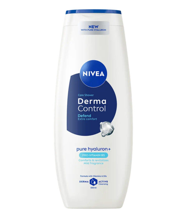 Nivea Derma Control Defend – душ гел с хиалуронова киселина и провитамин В5 за мека и здрава кожа, 500 мл