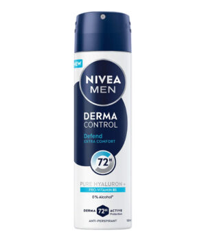 Nivea Men Derma Control Defend – мъжки дезодорант спрей с хиалурон и провитамин В5 за 72 ч. защита, 150 мл