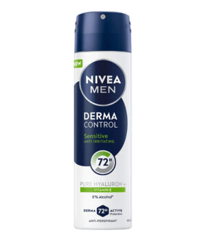 Nivea Men Derma Control Sensitive – мъжки дезодорант спрей с хиалуронова киселина и витамин Е, 150 мл