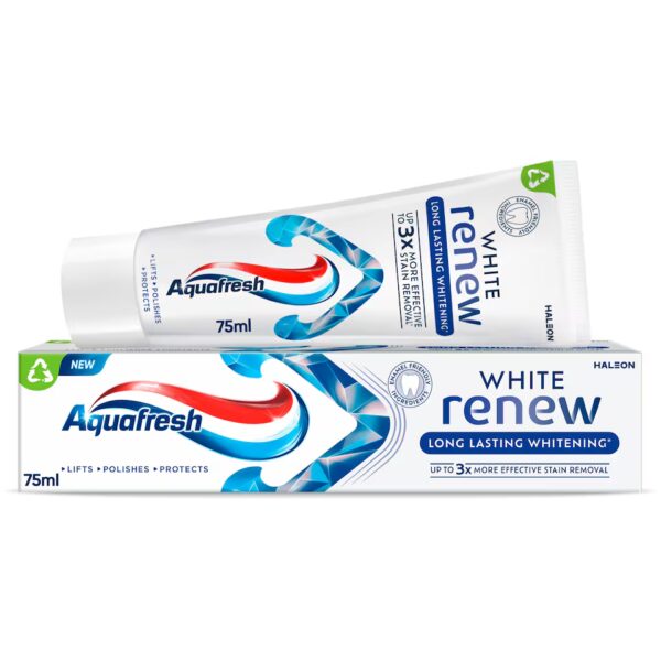 Aquafresh White Renew – избелваща паста за зъби с дълготраен ефект, 75 мл
