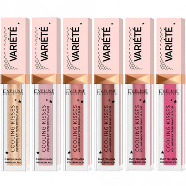 Eveline Cooling Kisses – обемни гланцове за устни с хиалурон и охлаждащ ефект, 6.8 мл
