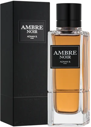 Мъжки парфюм ADNAN B. AMBRE NOIR – елегантен флакон с тъмен дизайн, символизиращ лукс, мистерия и мъжествен аромат.
