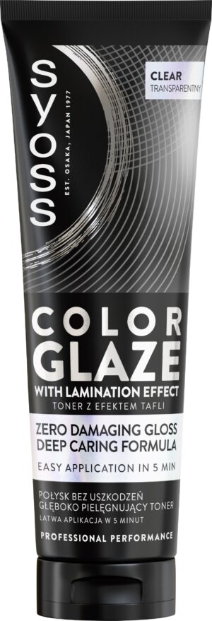Опаковка на Syoss Color Glaze Clear – прозрачен тонер за коса за свеж блясък и подхранване