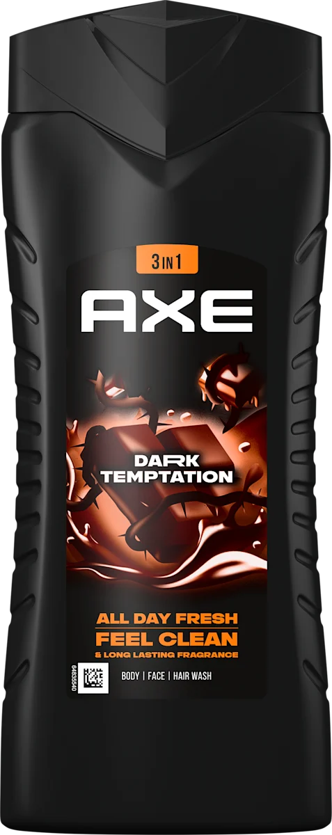 AXE DARK TEMPTATION 3В1 МЪЖКИ ДУШ ГЕЛ 400МЛ.